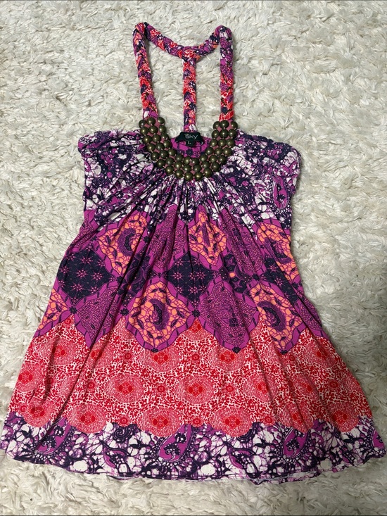 Sky Tops - Sky Women’s Pink Purple Orange Patterned Halter Tank